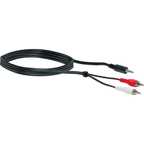 Schwaiger Audio Adapter Kabel TFS1015 533 Klinke Cinch schwarz, 1,5m, 1x 3,5mm Klinken Stecker / 2x Kabel & Stecker (1/3)