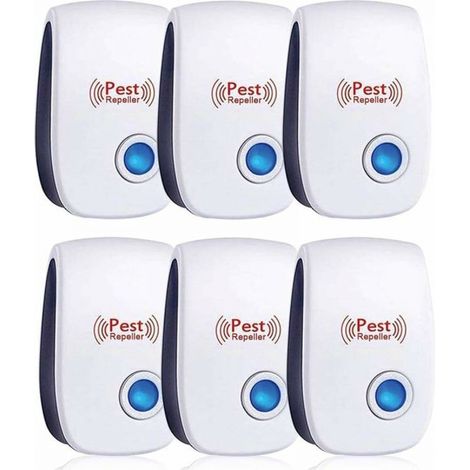 Lot de 6 Repulsif Ultrasons, Ultrason Souris, Ultrason Souris et Rat Efficace Contre Souris,Rats,Mouches,Moustiques,Insectes Nuisibles,Araignées,Cafards, Sûr et Non Toxique (1/5)