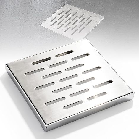 Siphon De Sol Acier Inoxydable Cadre,20×20×2cm Grille D'évacuation d'eau De Pluie,Grille De Drainage Extérieur Jardins,Terrasses,Cours,Espaces Extérieurs Et Espaces Publics (1/5)