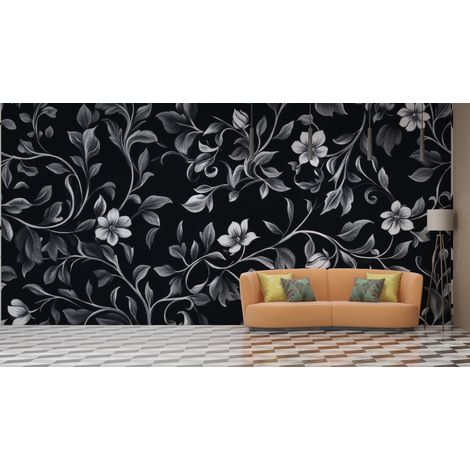 Papier peint fleuri - feuillage classique sombre - 150 x 250 cm (1/2)