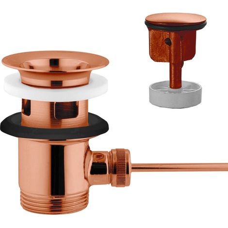 Schläfer 40510310 Piletta Universale con Tappo Saltarello in Metallo Pesante per Scarico Lavabo Bagno e Bidet 1"1/4 con Troppopieno. Finitura Rame Antico (1/5)