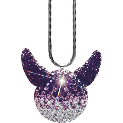 Miroir de voiture Pendentif dessin animé Diable pendentif Bling Crystal View Miroir Pendant Décoration suspendue (Gradient Purple) (1/5)