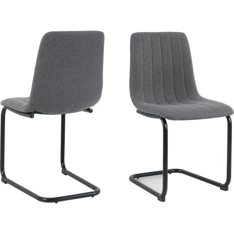 Lot de 2 Chaises Cantilever de Salle à Manger et Salon en Tissu Structuré et Métal Noir - PANGIVO (1/5)