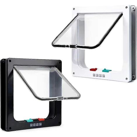 Porte pour chat à verrouillage 4 points pour chat jusqu'à 9 kg (20 lb), résistante aux intempéries, pour portes intérieures, portes de garage et placards (2 pièces). (1/5)
