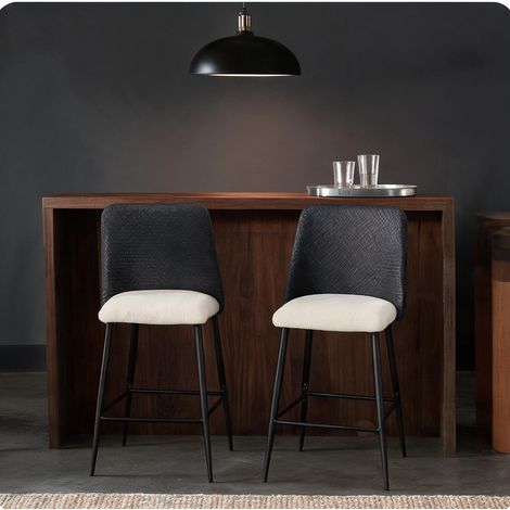 Tabouret de bar negro en lino PU 54,5 x 45 x 94 cm (1/5)