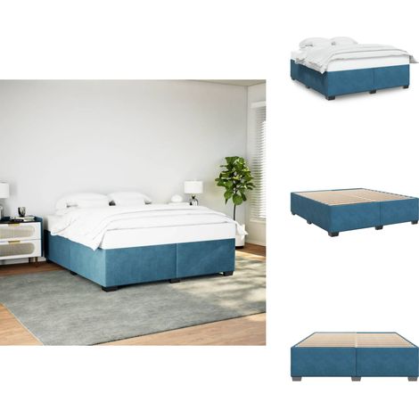 Bettgestell Blau 200x200 cm Samt - Samtbett - Doppelbett - Blau - Boxspringbetten - Holzrahmen (1/5)