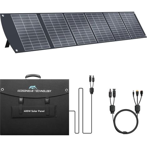 Panneau Solaire Portable 400W MC4 40 V Sorties Multiples  Compatible avec la plupart des Centrales électriques Générateurs Solaires, Panneau Solaire Pliable et léger avec Supports (1/5)