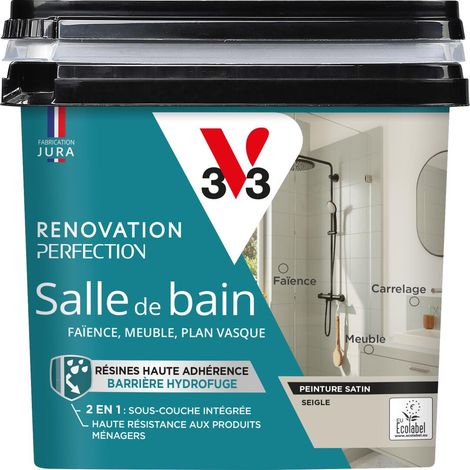 Peinture salle de bain Rénovation perfection® V33 Seigle satin 0,75L