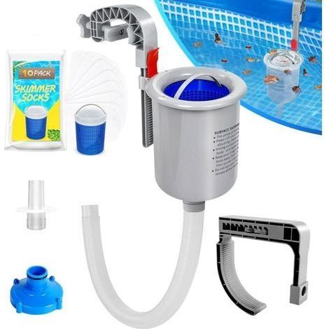 Épuisette de piscine hors sol – 10 chaussettes de skimmer incluses – Panier flottant pour élimination efficace des débris – Compatible – Echoo (1/5)