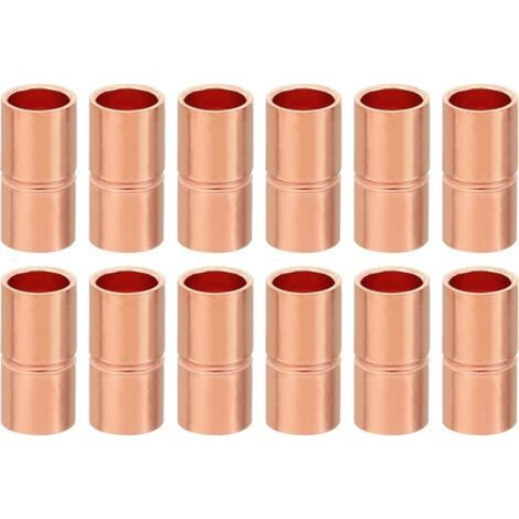12 Stück Kupfer-Löthülsen, 6,35 mm Rohrkupplungsanschlüsse, gerade Rohrverschraubung für Sanitär, HVAC, Klimaanlage, Heizung, Netzwerkverbindungen, Dicke 0,8 mm (1/5)