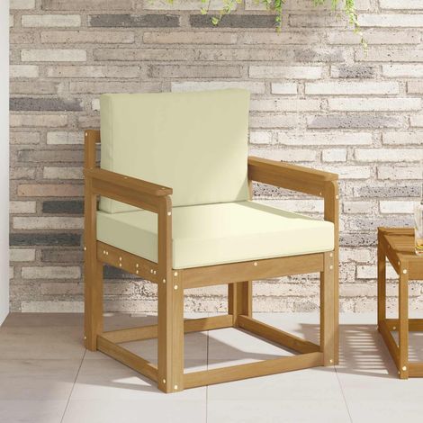 Ensemble de canapé de jardin modulable en bois d'acacia massif blanc et crème 2 pièces, 13.6kg - PANGIVO (1/5)
