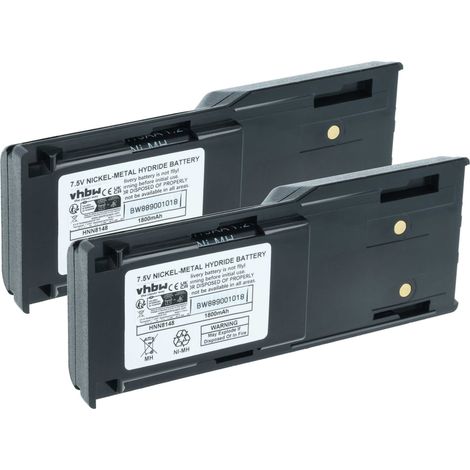 vhbw 2x Battery Replacement for Motorola HNN8148C, HNN8148, HNN8148A, HNN8148B for Radio, Walkie-Talkie (1800 mAh, 7.5 V, NiMH) (1/4)