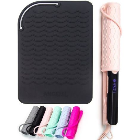 1 Tapis en silicone, résistant à la chaleur, pour lisseur et fer à friser, rangement voyage, 22,9 x 16,5 cm (1/5)