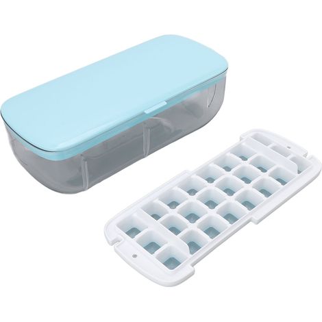 Moule à glaçons domestique 24 compartiments en silicone avec couvercle pour congélateur et cuisine (bleu) (1/5)