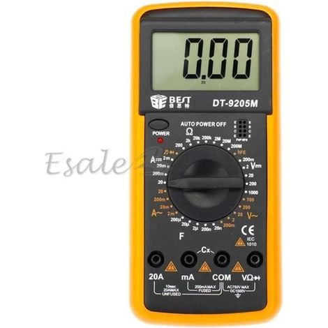 (Jaune et noir)Multimètre Digital LCD AC DC Voltmètre Ammètre Ohmmètre Volt Résistance Courant (1/4)