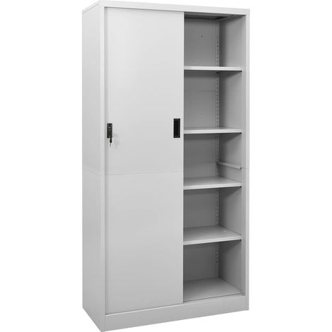 Armadio con Anta Scorrevole Grigio Chiaro 90x40x180 cm Acciaio DAS814809 (1/5)
