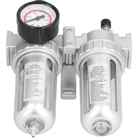 Druckregler mit Aluminium-Luftfilter, Wasser-Öl-Abscheider mit Manometer, SFC200-Kit für Druckluftwerkzeuge und industrielle Instandhaltung. (1/5)