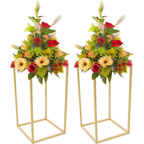 2 Stücke Gold Vasen Metall Boden Blume Vase für Hochzeits-Mittel Tische Party Blume Regal Hochzeit Säule Blume