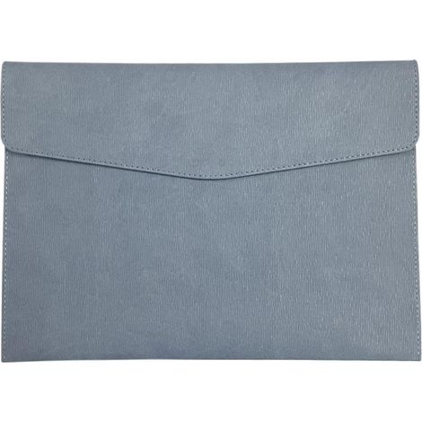 Cartella portadocumenti formato A4, in ecopelle, 33x24 cm, blu, con chiusura a scatto. (1/5)