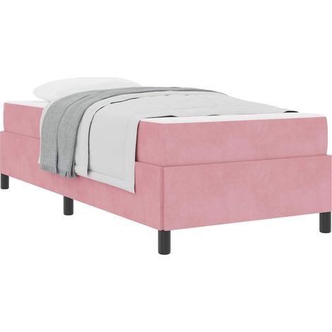 Lit simple  Lit adulte  Cadre de lit avec matelas Rose 80 x 200 cm tissu