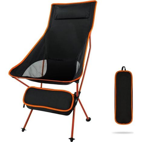 Chaises de Camping Pliantes, légères et Portables avec Sac de Transport pour l'extérieur, la pêche, la randonnée, la Plage, Les Pique-niques (Orange) (1/5)