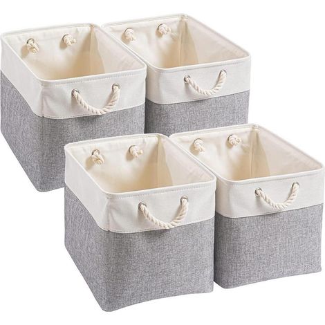 Aufbewahrungsbox Stoff 33x38x33cm Schrank Regal 4 Pack Grau Weiß (1/5)