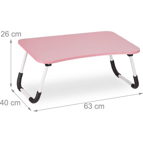 Mesa de cama portátil plegable para ordenador 60 x 40 x 28 cm práctica confort de uso diseño de MDF rosa 130013393 (1/4)