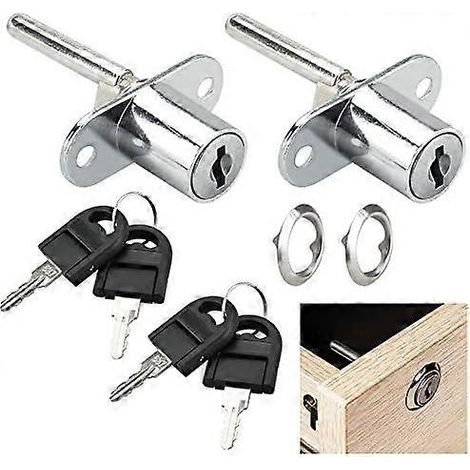 Serrure à cylindre en alliage de zinc avec clés pour tiroir de bureau à 3 tiroirs (trou de serrure de 16 mm) (1/4)