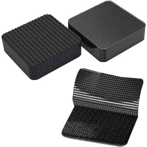 20 pièces de bandes de calcette avec couche de colle, bande de 5 cm x 5 cm, bande de fixation multifonctionnelle pour tapis, adaptée aux prises, aux robinets solaires dans les voitures et aux tapis de