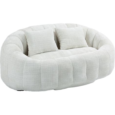 Sofá puff de chenilla con respaldo alto y espuma viscoelástica 145x95x63 cm beige (1/5)