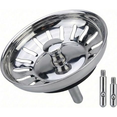 Passoire et bouchon pour évier de cuisine 80 mm Acier inoxydable antirouille, système presse-et-tir, filtre attrape-résidus, passe au lave-vaisselle (1/5)