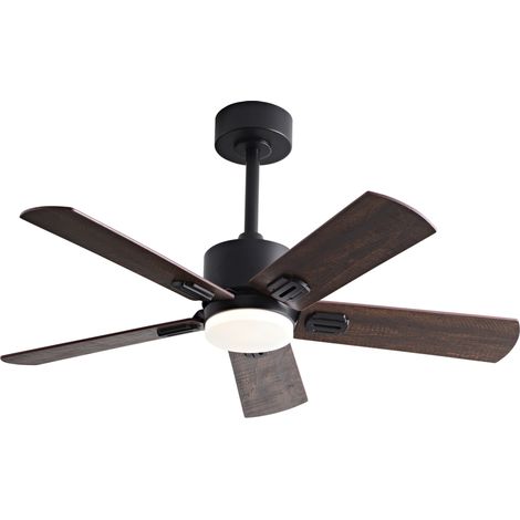 Ventilador de techo de 42 pulgadas con luz LED, negro, mando a distancia, 5 aspas (1/5)