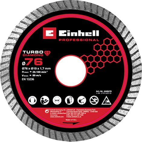 Diamantscheibe einhell diamond cutting disc 76 mm 1.8 mm (1/2)