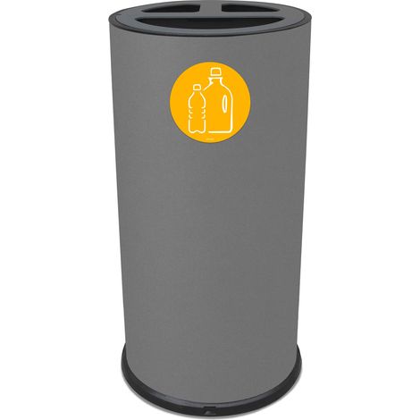 Pattumiera Per Raccolta Differenziata Ø35xh72 cm In Acciaio Verniciato 4 Scomparti Grigio (1/2)