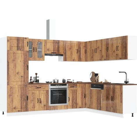 Mueble cocina Kalmar madera vieja 14 pzas madera contrachapada vidaXL (1/5)