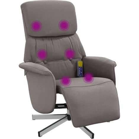 Fauteuil relax Fauteuil inclinable de massage avec repose-pieds taupe tissu (1/5)