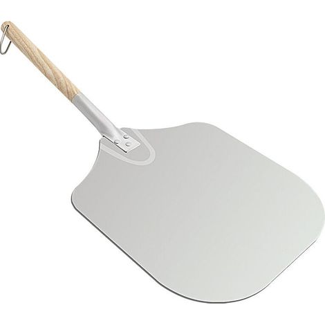 Pizzaschaufel, Aluminium-Pizzaschaufel, Pizzaschaufel, Pizzaschaufel mit großer Auflagefläche, praktischer Holzgriff, leicht zu verstauen, bequem in der Handhabung, für Grill und Backofen geeignet 6 (1/4)