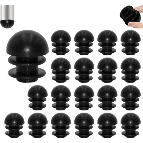 20 piezas, Tapón de plástico para tubo redondo, Negro, patas de mesas y sillas, Tapón redondo esférico, Tapón esférico, sillas y taburetes, 16 mm (1/5)