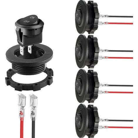 Pcs 12V 10A Round Rocker Switch, Rocker Panel Switch, ON/OFF Rocker Switch, 12V 2-Pin Car Switch Rocker Buttons with Housing