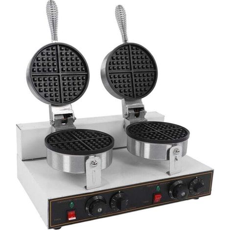 Double Waffle Maker 2400W, Fast Heating Non-Stick Coating Insulated Handle Professional Waffle Maker for Delicious Waffles (EU Plug 220V) (1/4)