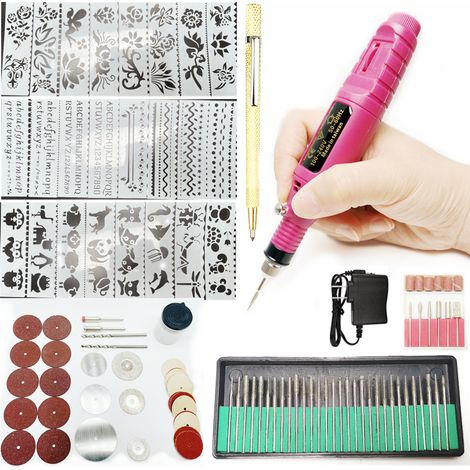 Kit de gravure 108 pièces, stylo graveur électrique pour métal, outil de gravure électrique pour bois avec pointe, outils de gravure DIY pour bijoux, verre et métal (1/5)