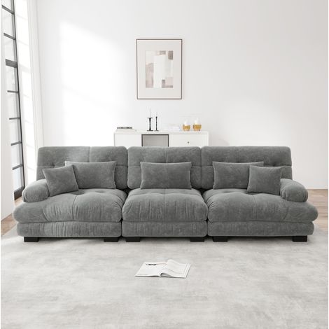 Modulares Sofa grau aus Chenille mit Tiefensitz und gepolsterten Armlehnen (1/5)