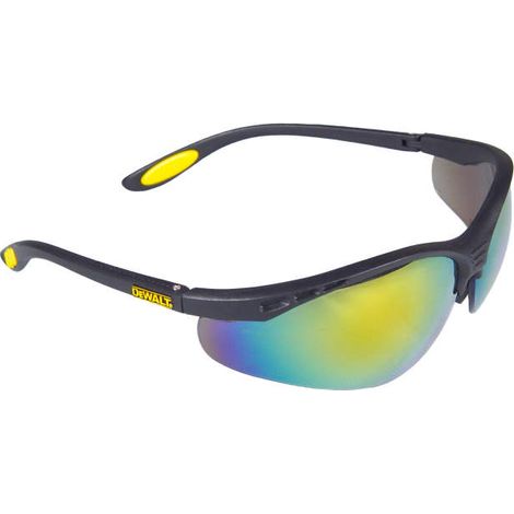 Lunettes de sécurité à verre miroir effet feu DeWalt Reinforcer Monture légère de style sportif avec pince-nez en silicone moulé et extrémités des branches caoutchoutées pour un confort tout au long d (1/2)