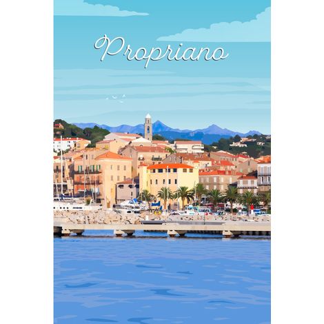 Tableau sur toile illustration Propriano 30x45 cm - Impression sur Toile Murale Décorative - Image imprimée en HD sur Toile - Toile sur Châssis en Bois FSC - Fabriqué en France (1/5)