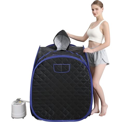 Kit de sauna portatif Kit de sauna portable for une personne, tente de chapeau de spa for tout le corps à la maison, comprenant un cuiseur vapeur de 2 L avec télécommande Tente de sauna personnelle po (1/4)