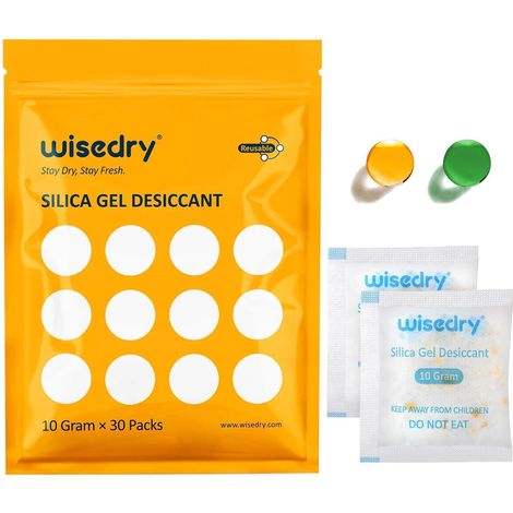 Sachets de gel de silice orange 10g x 30, indicateur d'humidité, réutilisables (1/5)