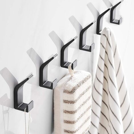 6-piece self-adhesive hooks, towel hooks, clothes hooks, wall hooks, stainless steel adhesive hooks (1/4)
