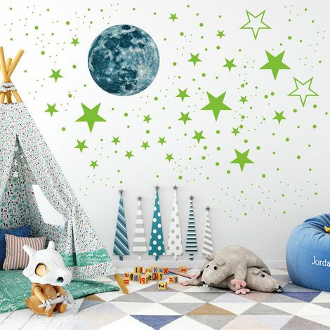 Luminous Stickers Luminous Stars Wall Stickers Fluorescent Ceiling Decoration Sticker for Kids Rooms Blue 1049Pcs