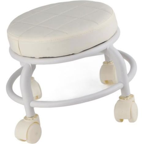 Pouf Roulant - Cuir PU Imperméable - 4 Roues Universelles - Support Jusqu'à 150 Kg - Pour Salon Garage Spa - 1 Pièce (1/4)
