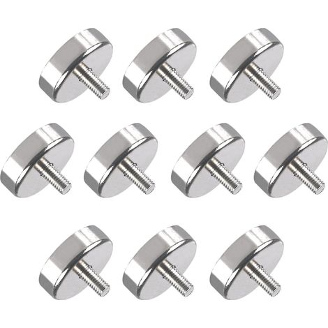 Lot de 10 aimants en néodyme : aimant avec filetage, boulons filetés M5 25 mm Aimant en pot avec force de traction de 24 kg Petits aimants pour vis à œillet ou crochets, aimants ronds en (1/5)